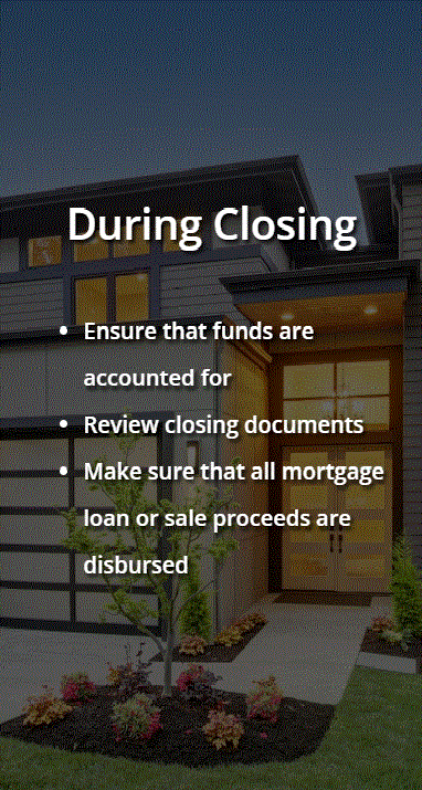 A picture of a house with the words " during closing ".